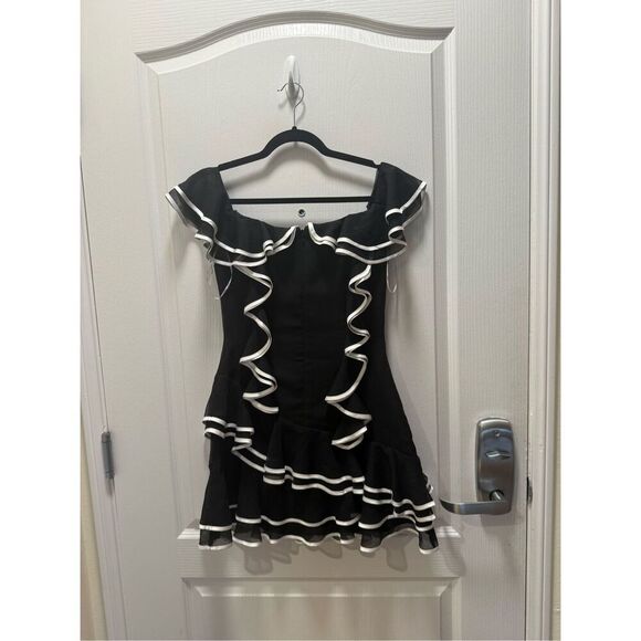 ELLIATT Melissa Tiered Mini Dress Black Wedding Guest Cocktail Party size S NWT - Picture 5 of 6